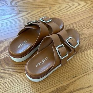 Brown J/Slides Platform Buckle slides